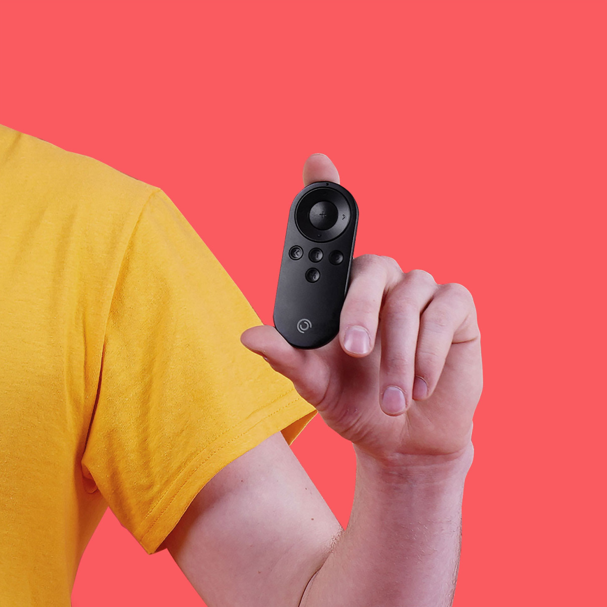 Long-distance remote control for Pivo Pods, compact and lightweight design.