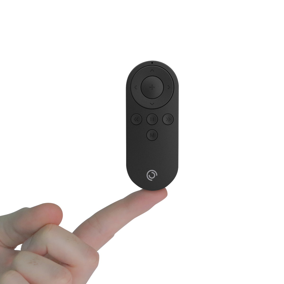 Long-distance remote for Pivo Pods, compact design, up to 50 feet range.