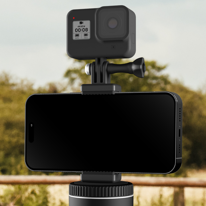 Universal Action Mount for cameras and smartphones, compatible with Pivo Pods.