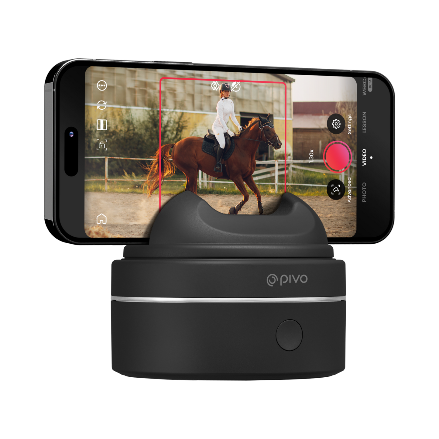 Pivo Equestrian Max Pack featuring 360° AI horse tracking with smartphone compatibility.