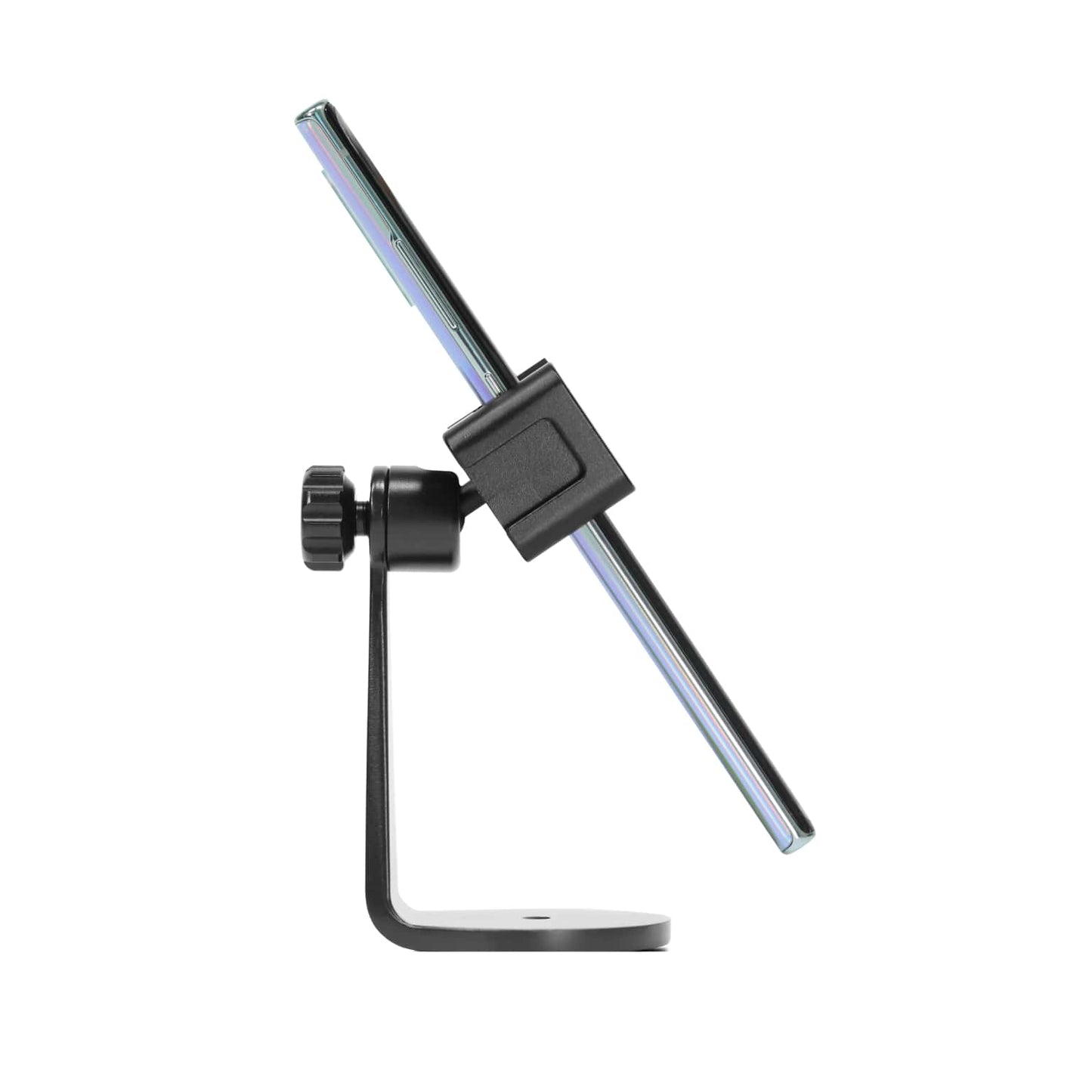Adjustable smartphone mount with tilting feature and universal design for stable recording.