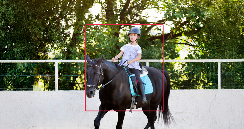 Pivo auto-tracking a child's horse riding lesson in an outdoor arena