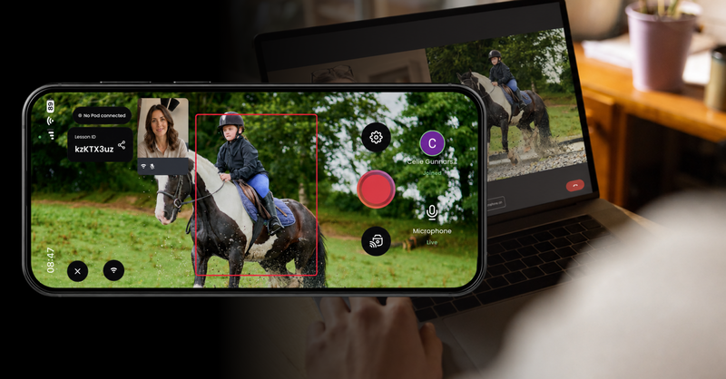 Recording a horse riding lesson remotely in the Pivo Arena app